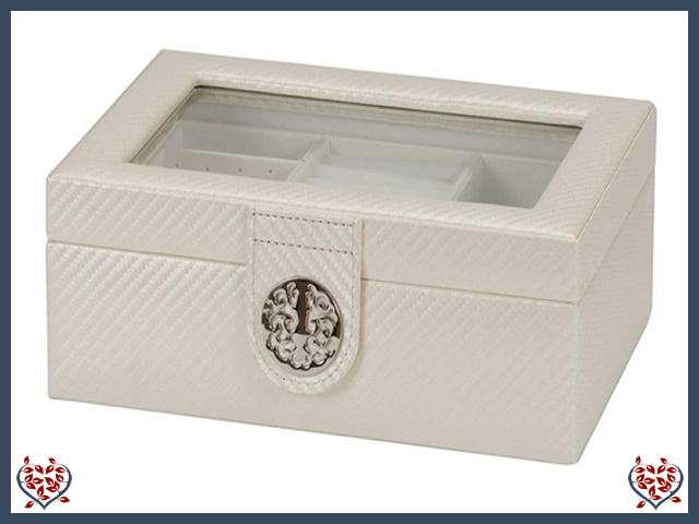 TALIA IVORY CARBON FIBRE EFFECT JEWELLERY BOX | Jewellery Boxes