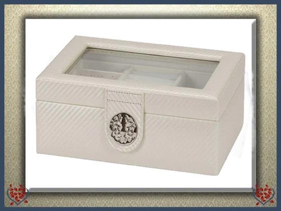 TALIA IVORY CARBON FIBRE EFFECT JEWELLERY BOX | Jewellery Boxes