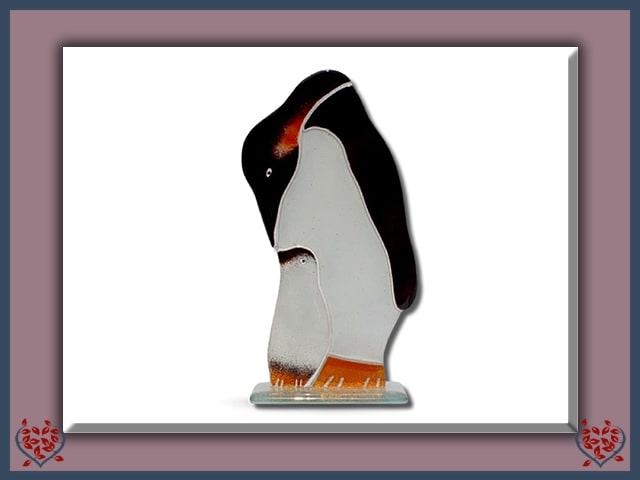 PENGUIN ~ ADULT WITH CHICK | D&J Glassware