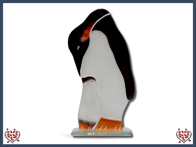 PENGUIN ~ ADULT WITH CHICK | D&J Glassware