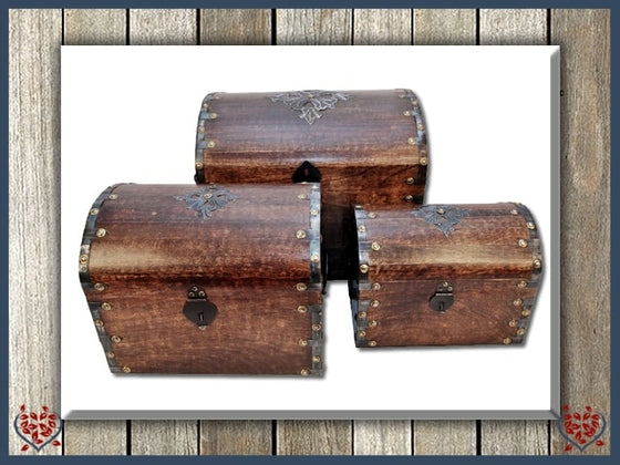 DOMED BOX WITH METAL OVERLAY - WOODEN BOX | Wooden Boxes & Bowls