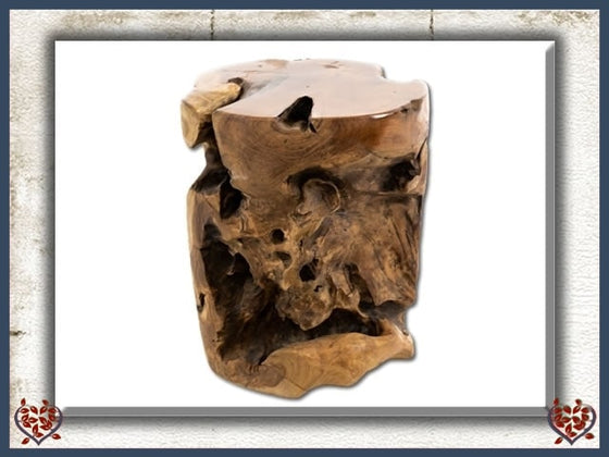 TEAK ROUND ROOT STOOL ~ WOODLAND COLLECTION