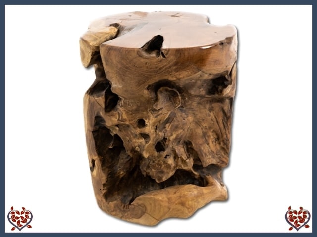 TEAK ROUND ROOT STOOL ~ WOODLAND COLLECTION