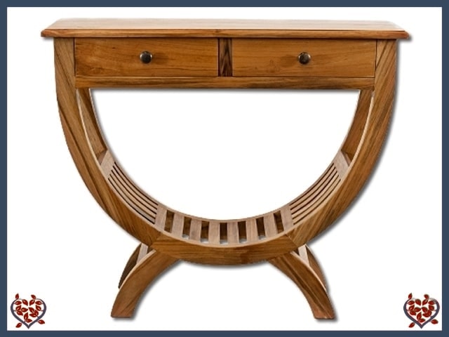 CANTIC WALL TABLE WITH 2 DRAWERS ~ TEAK COLLECTION