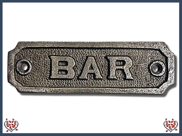 IRON PLAQUE ~ BAR | Wall Decor