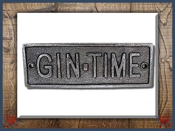 CAST ANTIQUE IRON PLAQUE ~ GIN TIME | Wall Art