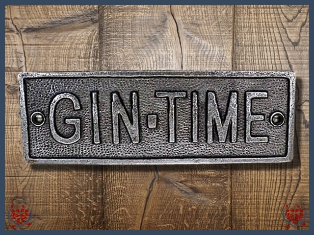 CAST ANTIQUE IRON PLAQUE ~ GIN TIME | Wall Art