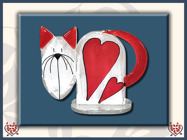 CAT HEART (RED) | Nobile Glass Animal