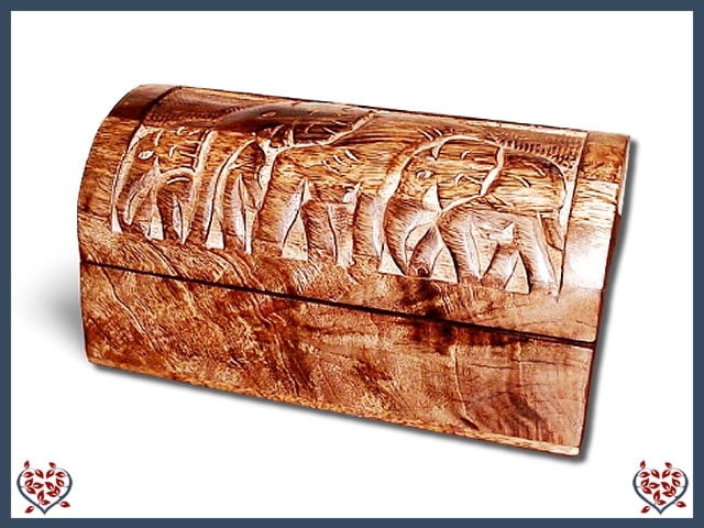 CARVED DOME BOX (ELEPHANT) | Wooden Accessories