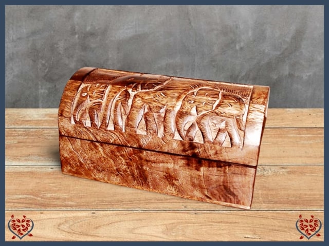 CARVED DOME BOX (ELEPHANT) | Wooden Accessories