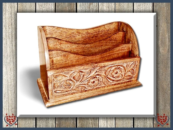 CARVED LETTER RACK (FLOWERS) | Wooden Accessories