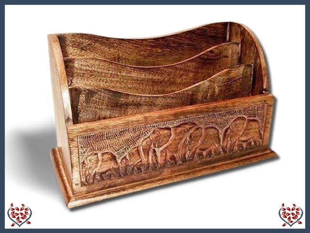 CARVED LETTER RACK (ELEPHANT) | Wooden Accessories